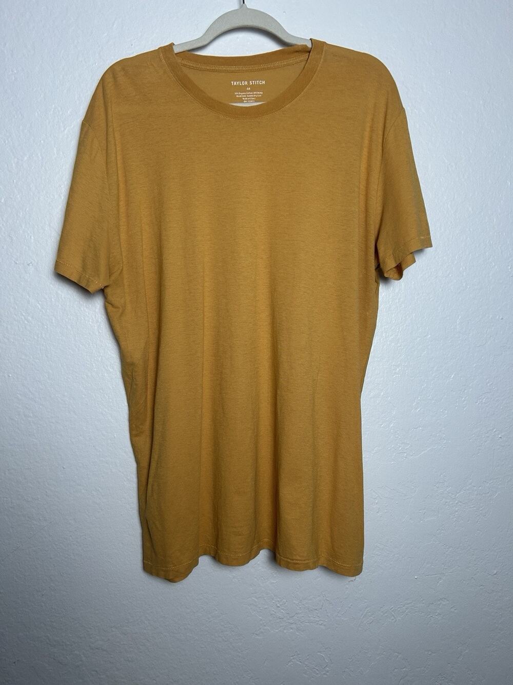 Taylor Stitch Hemp Shirt Mens Large Yellow Solid Crewneck Short Sleeve Tee